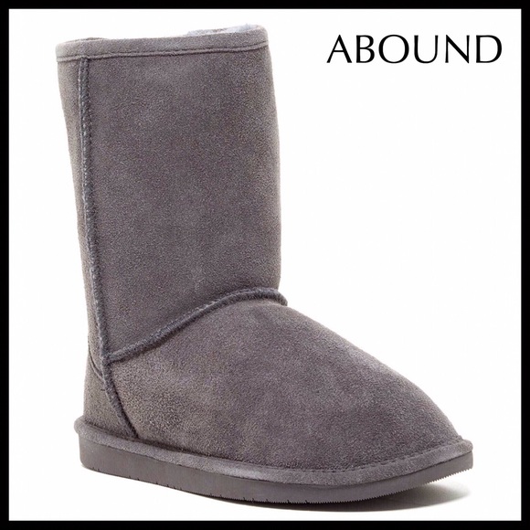 Abound Shoes - GREY SUEDE SHEARLING LINED BOOTS ANKLE BOOTIES